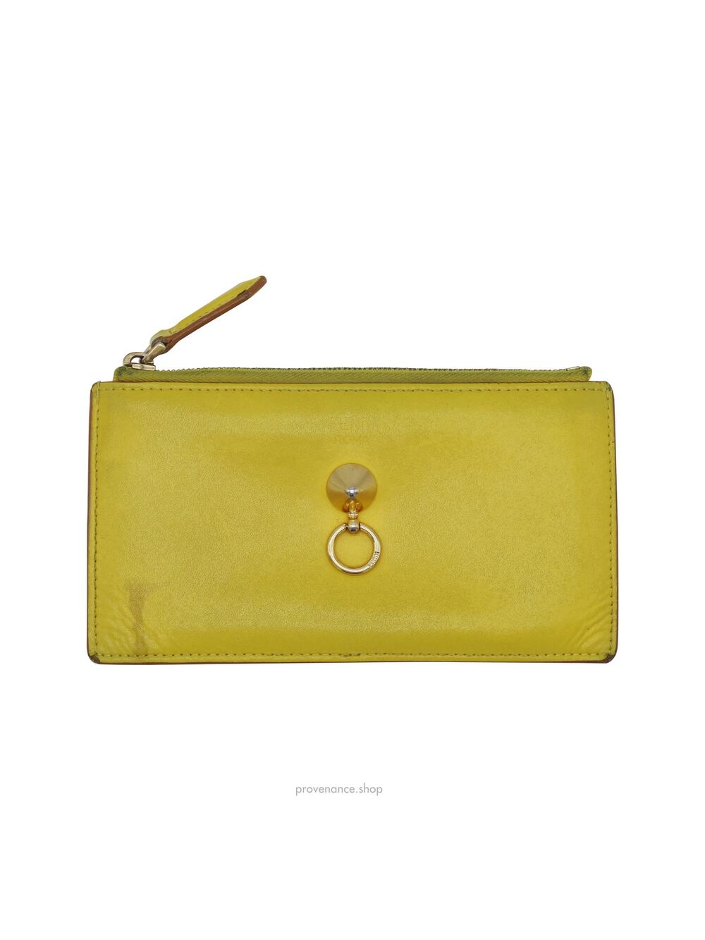 🔴 Fendi Zip Card Holder Wallet - Yellow Patchwork Leather
